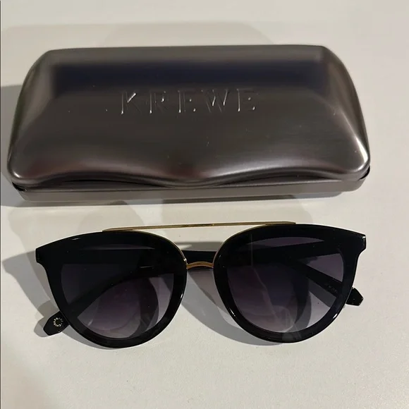 KREWE Black Sunglasses with Gold Double Bridge - Picture 1 of 1